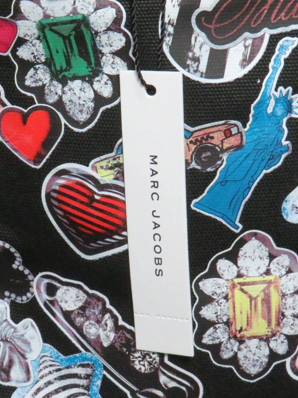 Marc Jacobs Sticker Print Tote Canvas Tote (Black)-NWT (4S6HTT022H02-002) - Picture 7 of 7